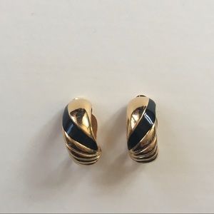 Vintage black & gold clip-on earrings